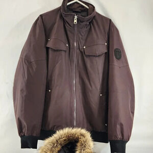 Buffalo  David Bitton Mens Burgundy Bomber Jacket Size Large